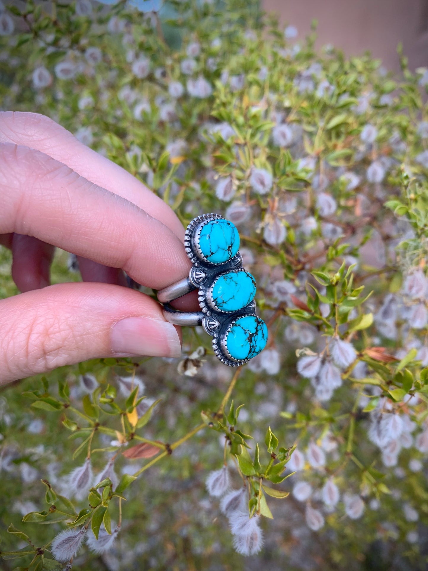 Blue Moon Turquoise Stack Stone Ring // Size 6.25