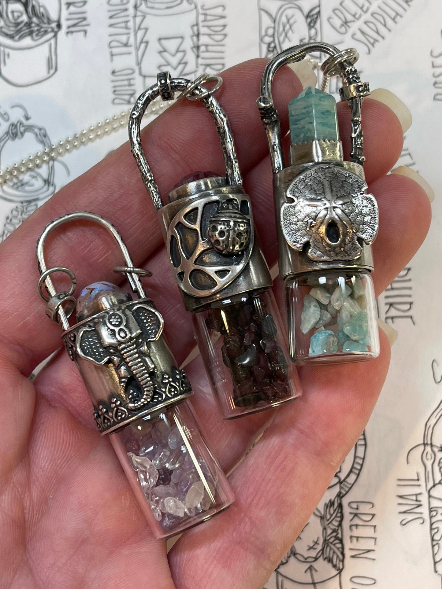 Ganesh Roller Bottle Necklace // Cantera Opal