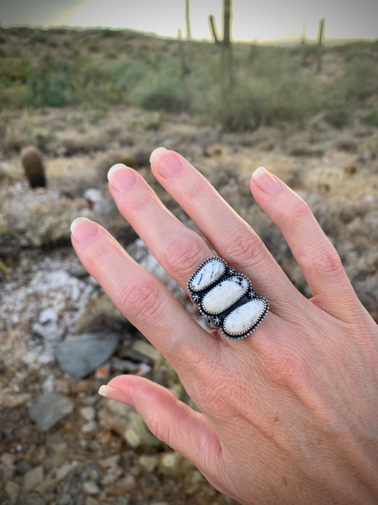 White Buffalo Stack Stone Ring // Size 9
