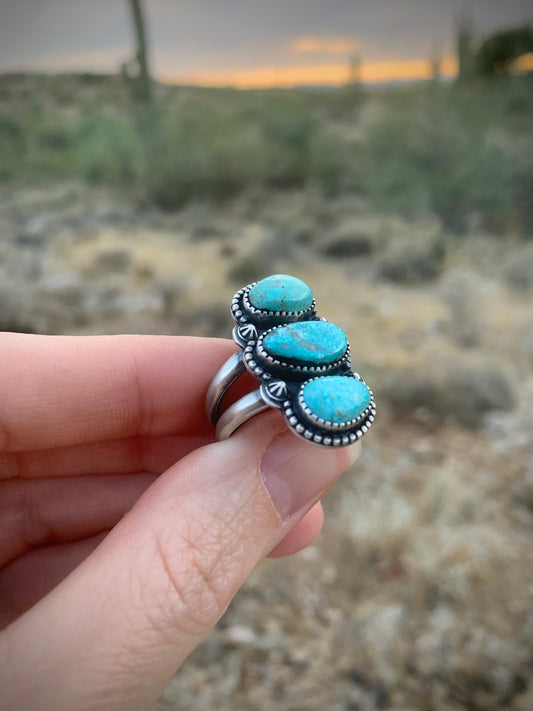 Sierra Nevada Turquoise Stack Stone Ring // Size 8.25