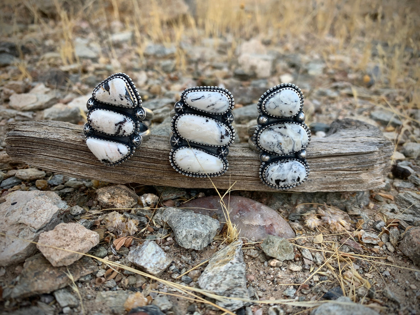 White Buffalo Stack Stone Ring // Size 9