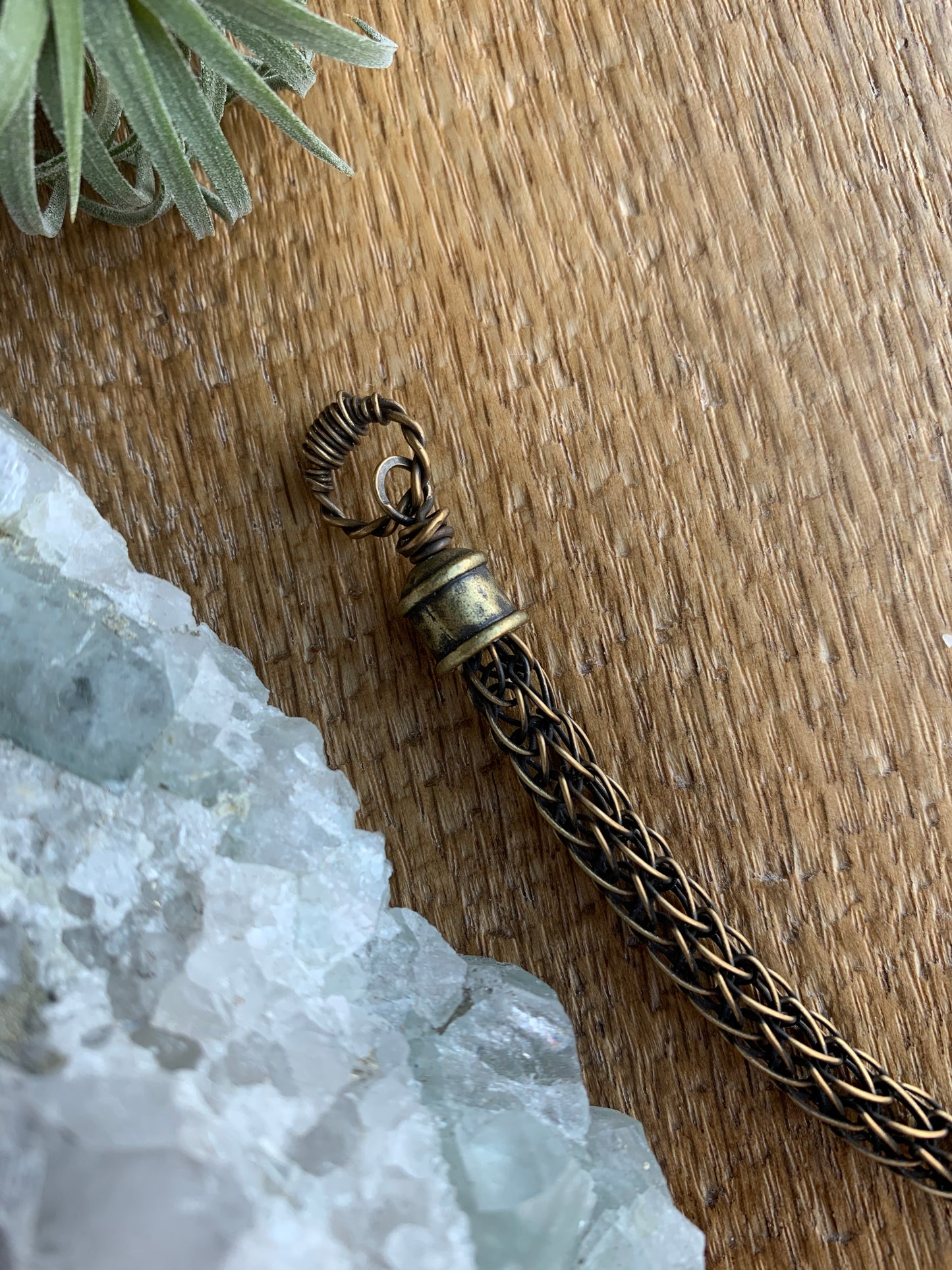 Crystal Point Viking Knit Bracelet // Brass