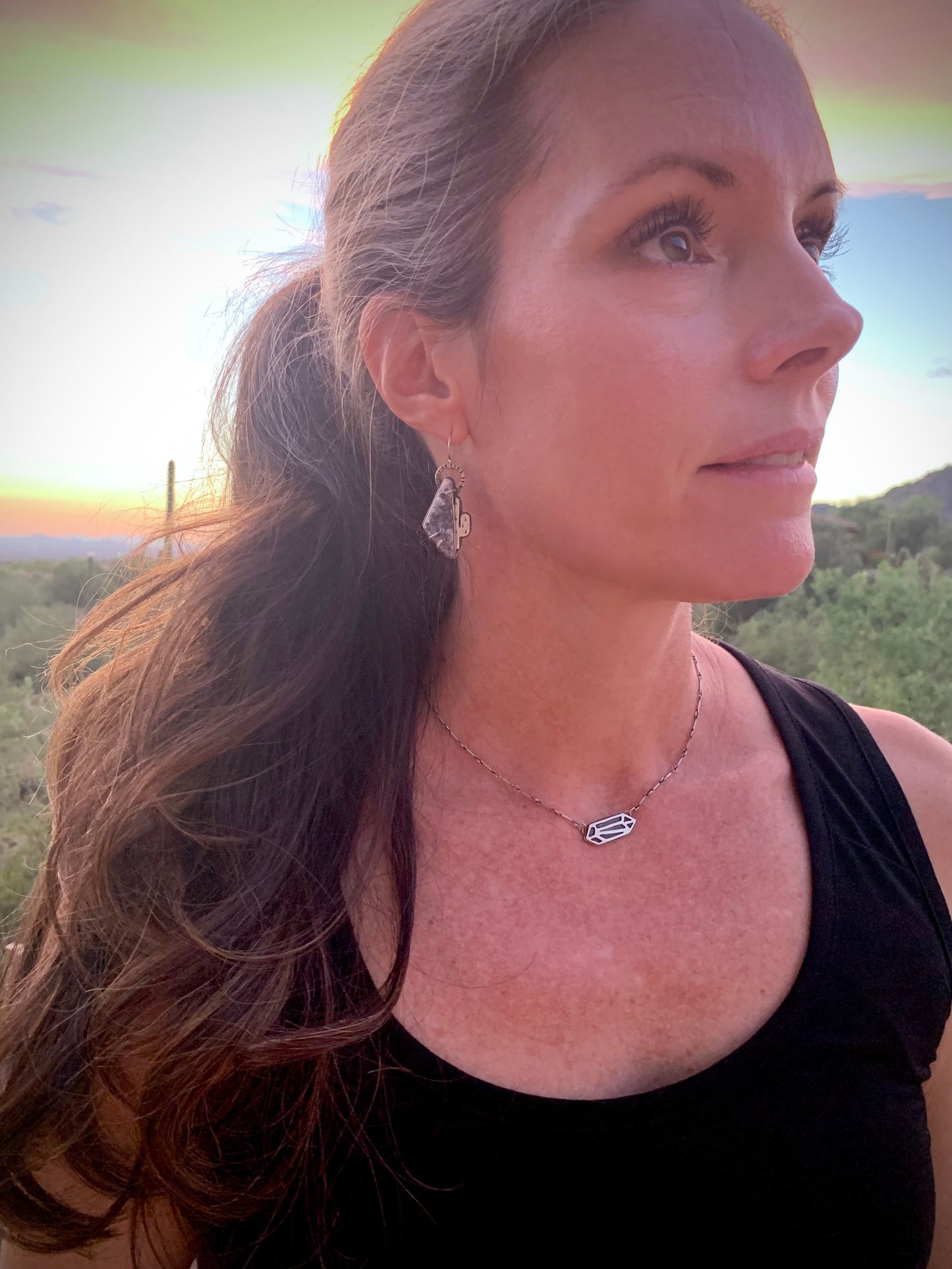 Desert Druzy Earrings // Saguaros #1