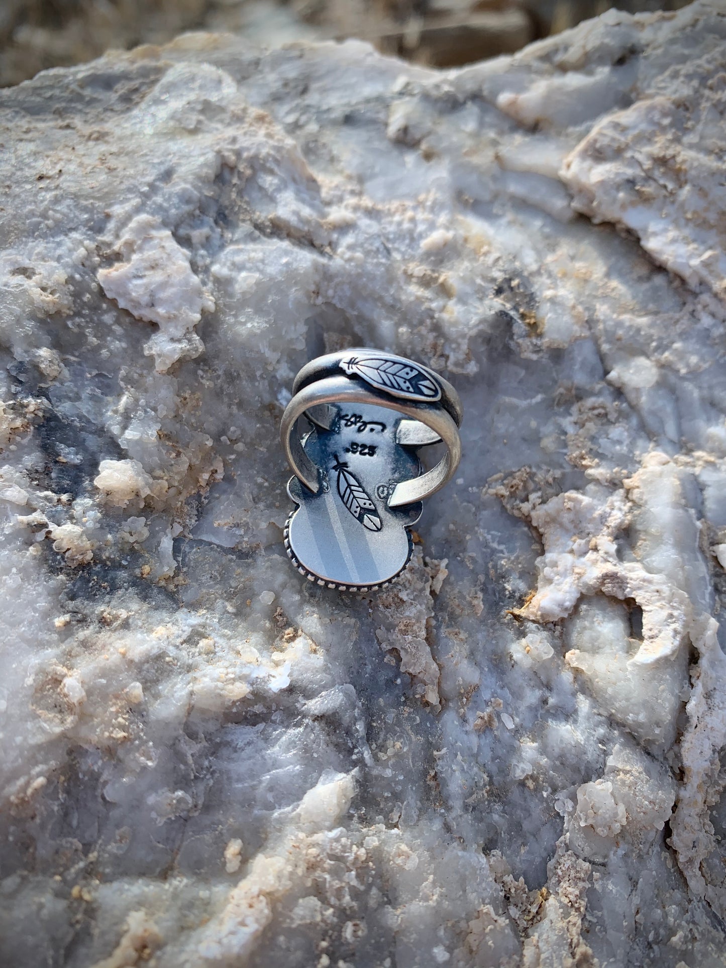 Blue Moon Turquoise Stack Stone Ring // Size 6.25