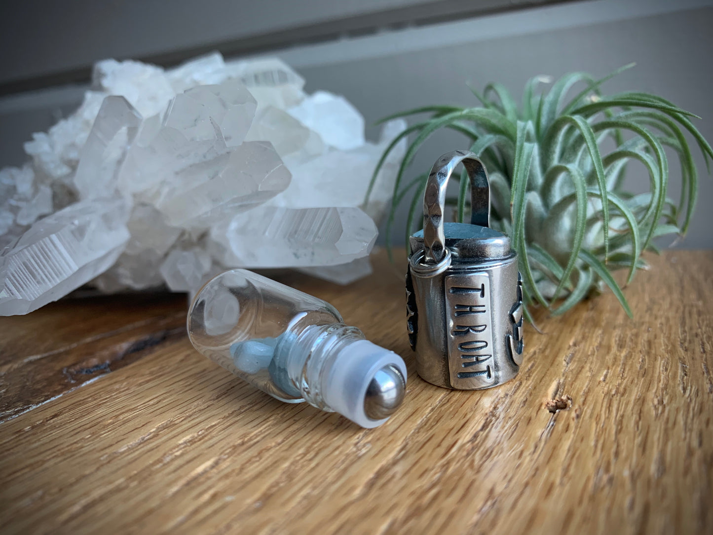 Throat Chakra Essential Oil Roller Bottle Necklace