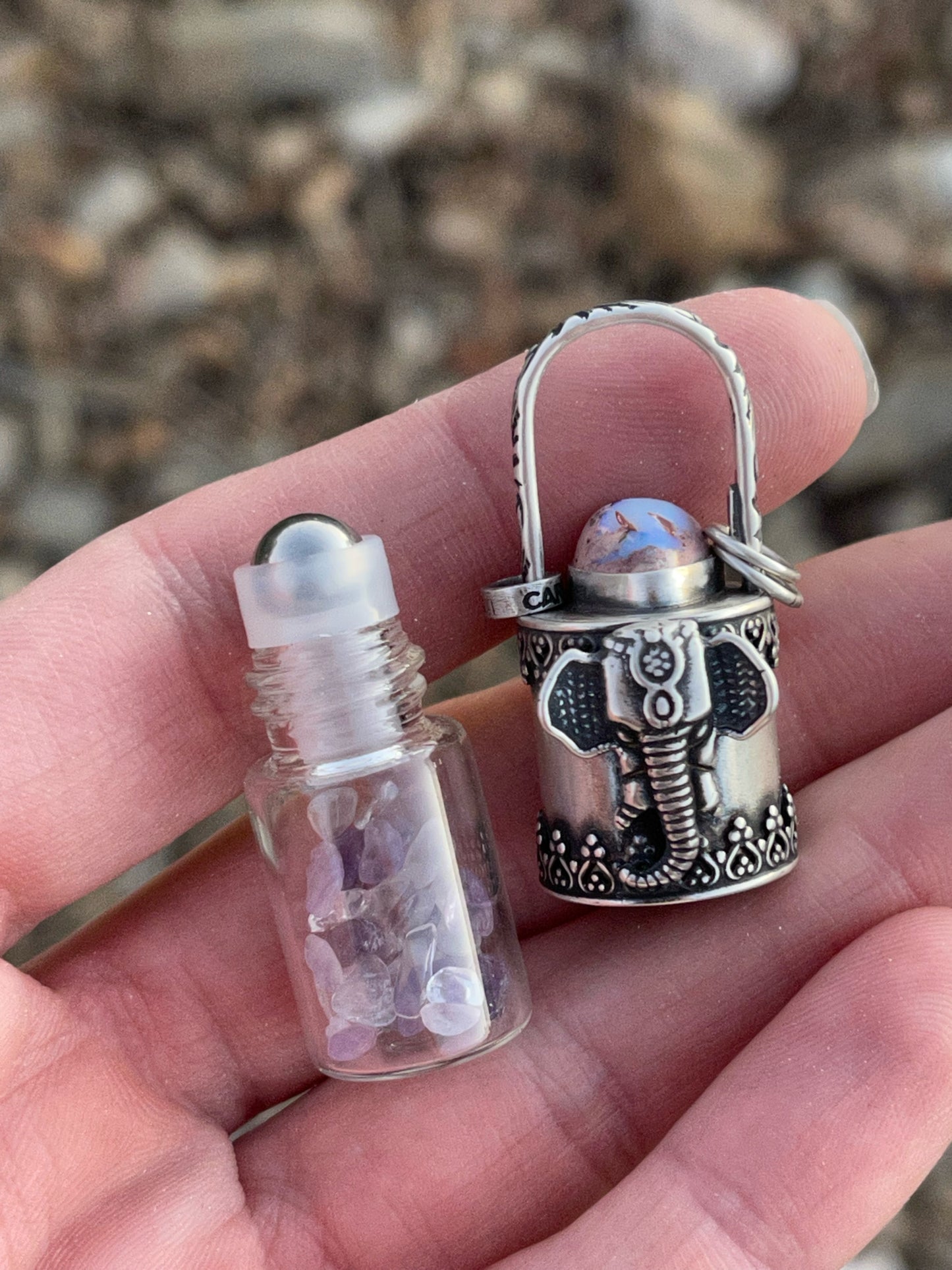 Ganesh Roller Bottle Necklace // Cantera Opal