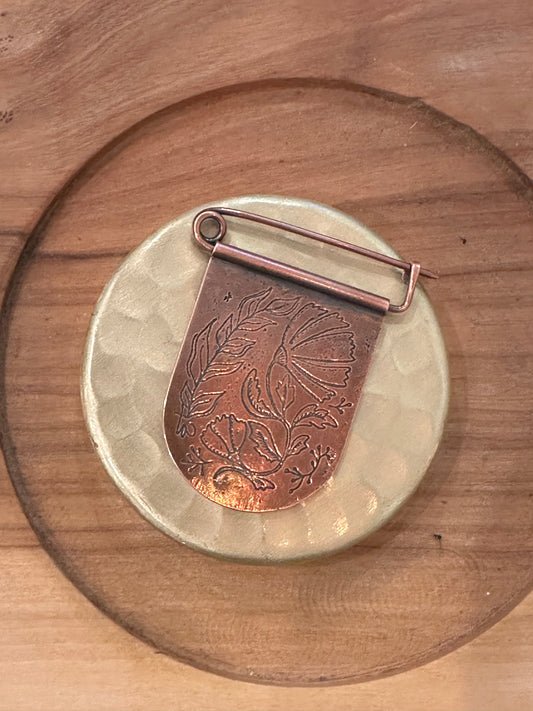 Swaying Spring flowers Brooch // Copper no. 2
