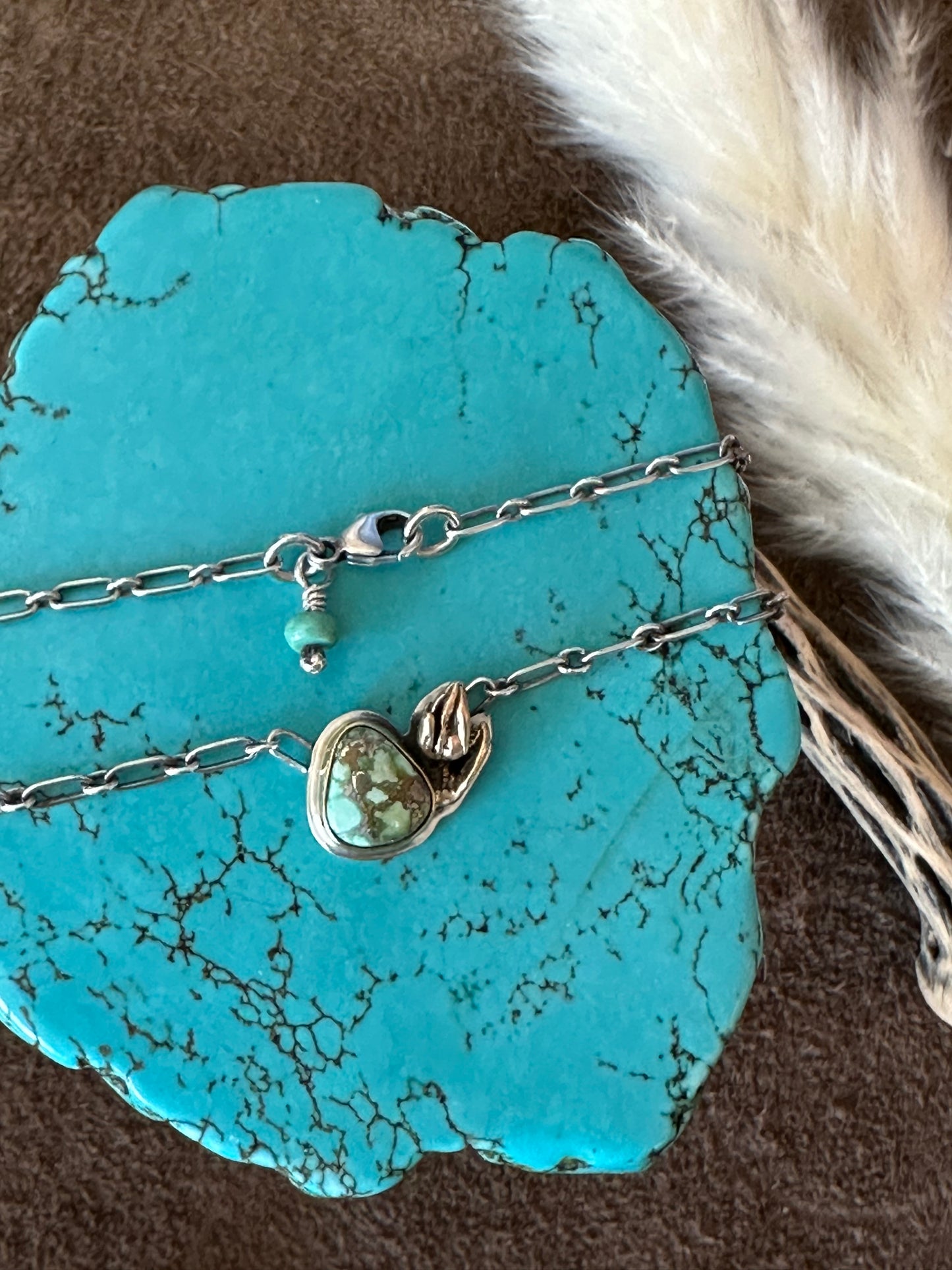 Itty Bitty Necklace #47 // Succulent & Sonoran Gold Turquoise // Desert Dweller Series