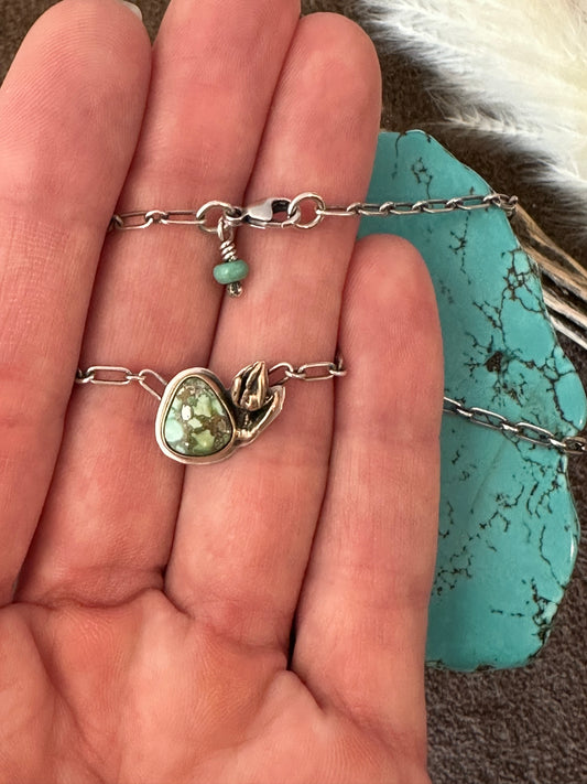 Itty Bitty Necklace #47 // Succulent & Sonoran Gold Turquoise // Desert Dweller Series
