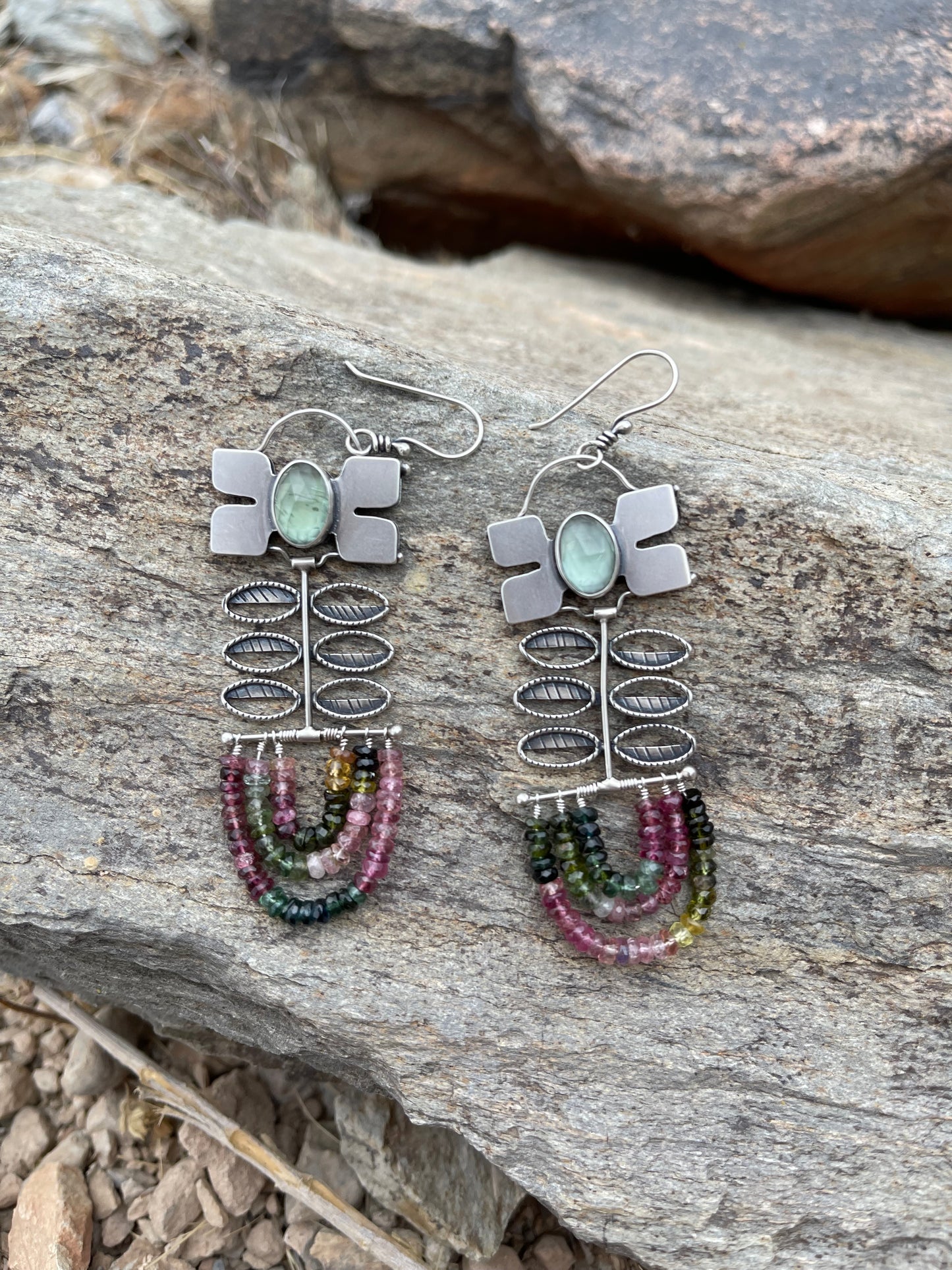 BLÓM Earrings // Sage Green Apatite + Tourmaline