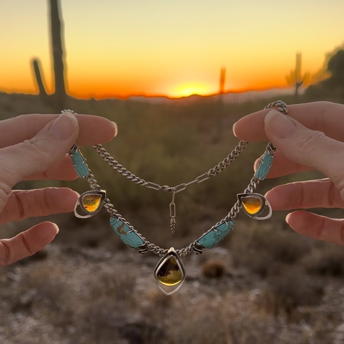 Carved Kingman + Amber // Statement Choker No. 3