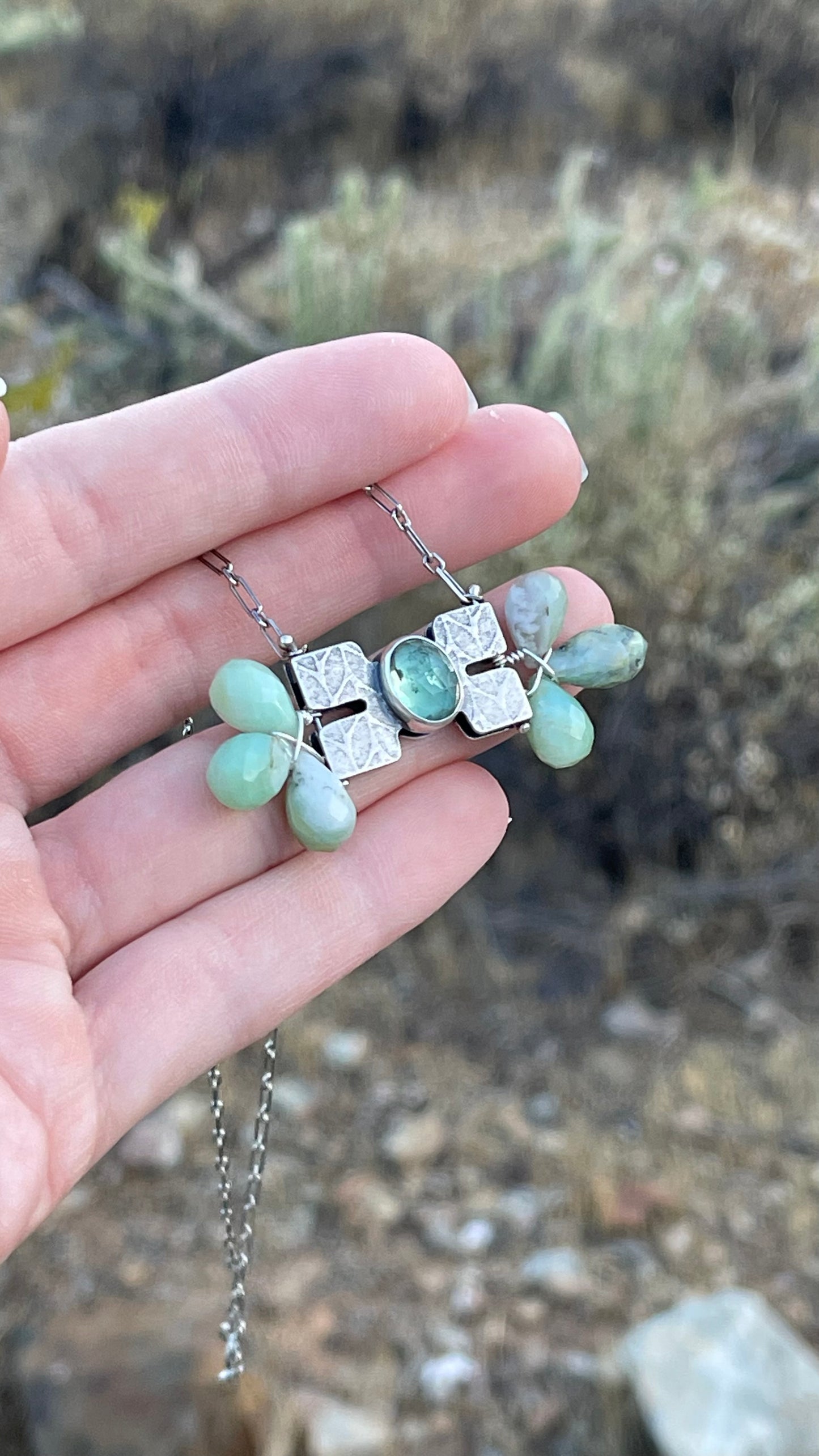 BLÓM Necklace No.4 // Apatite + Chrysoprase