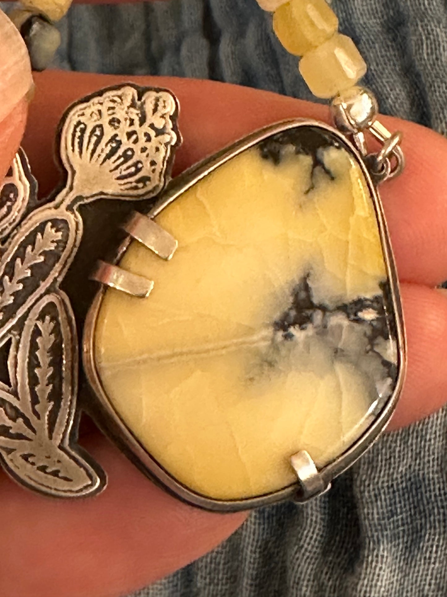 Honey Blossom // Beaded Necklace // Dark Moon + Yellow Opal