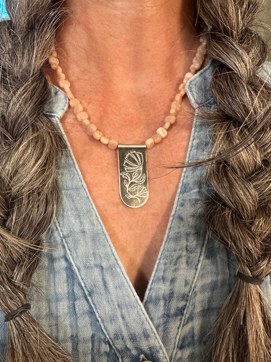 Blush Bloom // Beaded Necklace // Pink Opal