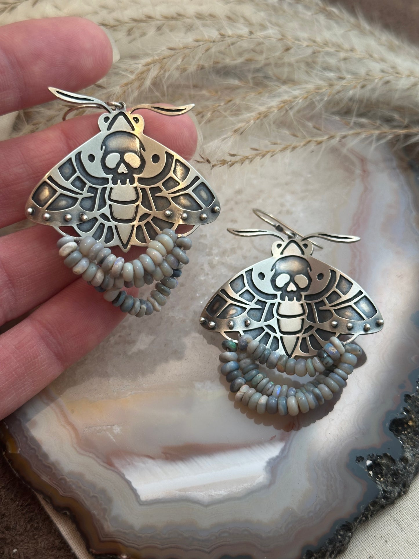 Death Head Moth Earrings // Australian Opal