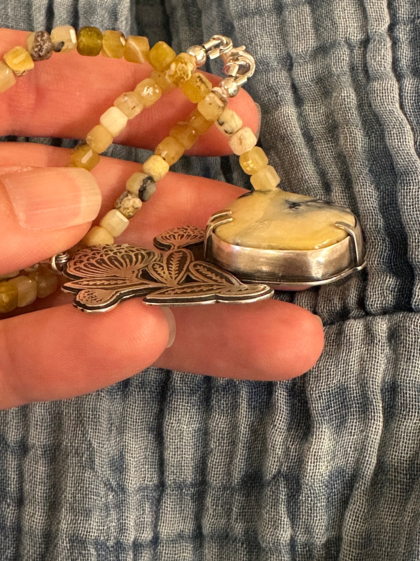 Honey Blossom // Beaded Necklace // Dark Moon + Yellow Opal