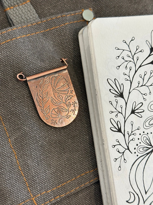 Swaying Spring flowers Brooch // Copper no. 2