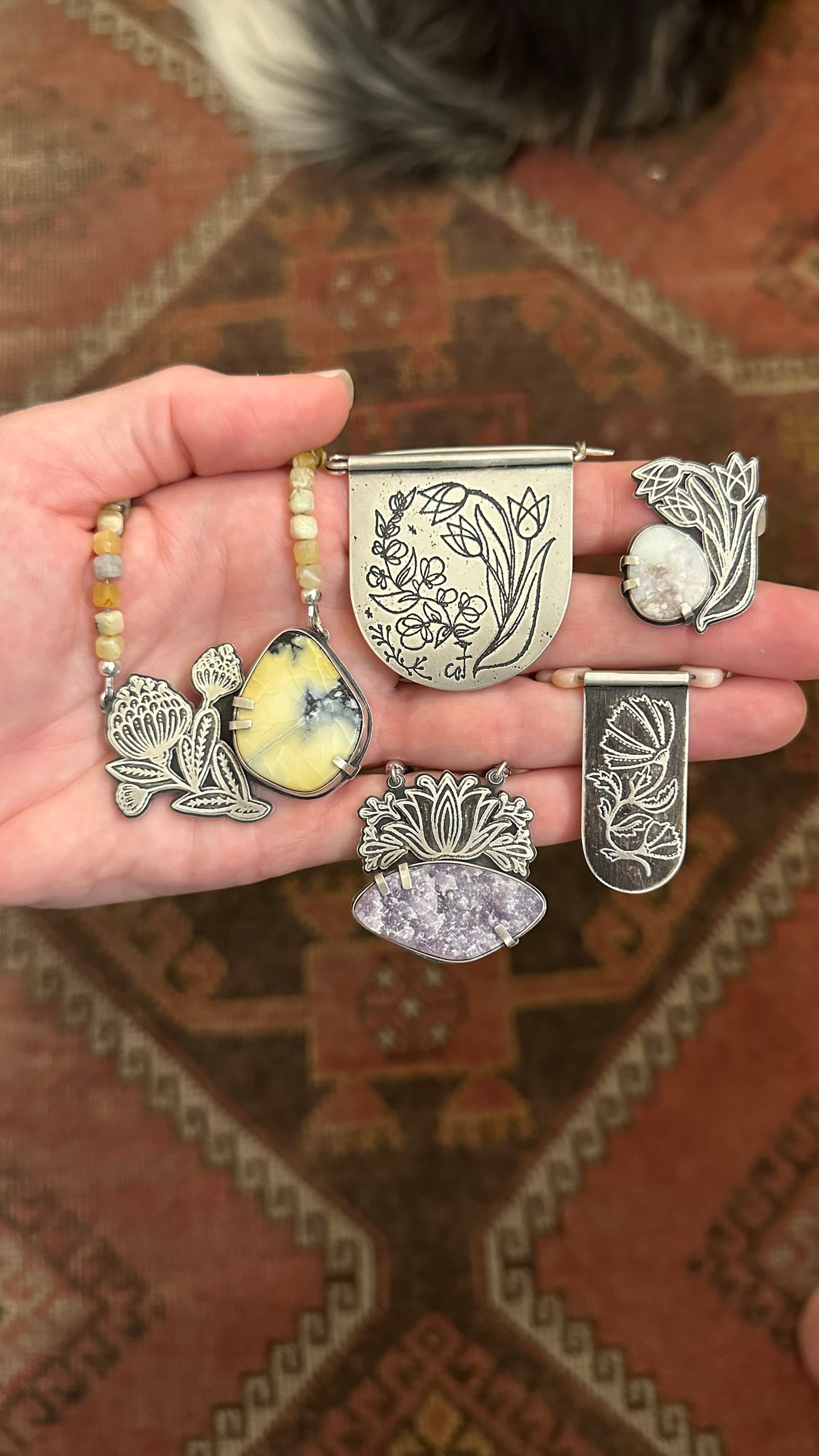 Honey Blossom // Beaded Necklace // Dark Moon + Yellow Opal