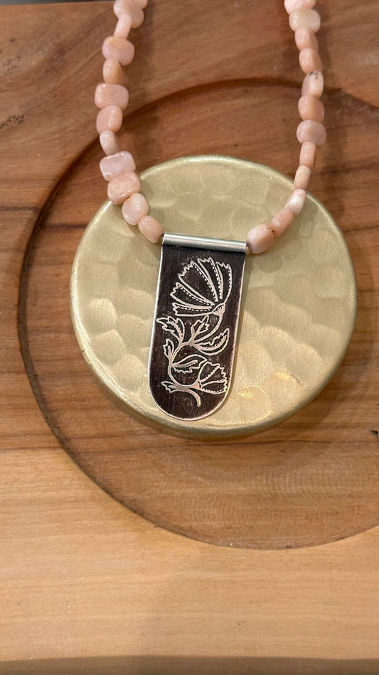 Blush Bloom // Beaded Necklace // Pink Opal
