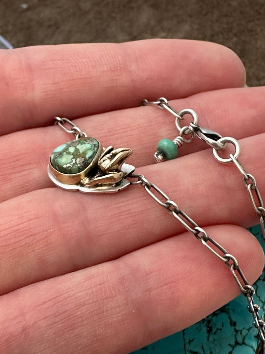 Itty Bitty Necklace #47 // Succulent & Sonoran Gold Turquoise // Desert Dweller Series