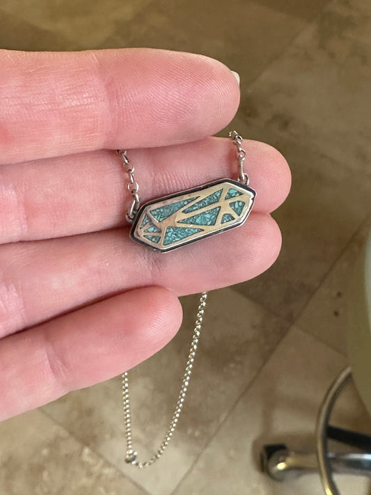Petite Crystal Point Necklace // Royston Turquoise Inlay