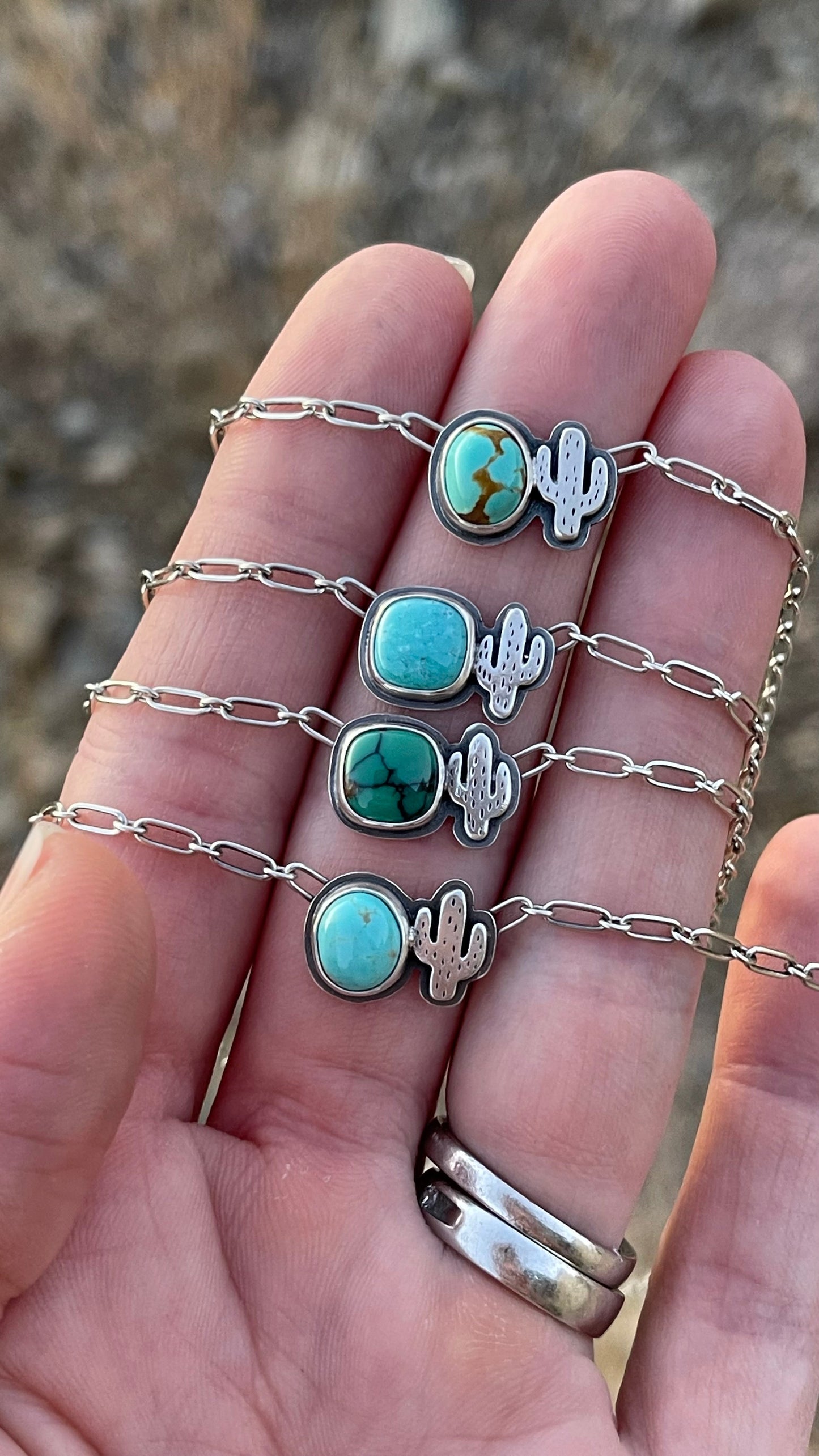 Itty Bitty Necklace #25 // Saguaro & Hubei Turquoise // Desert Dweller Series