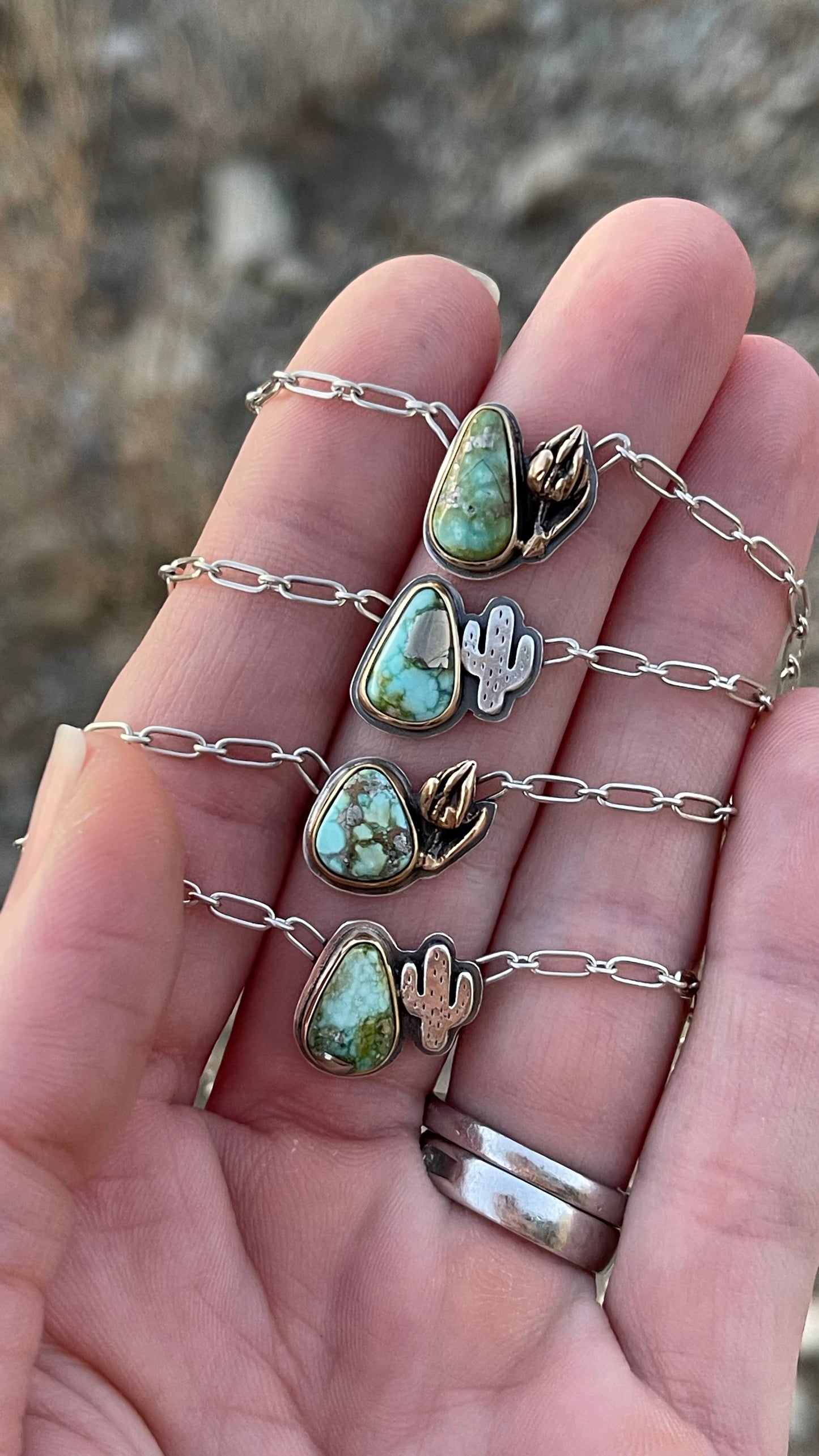 Itty Bitty Necklace #47 // Succulent & Sonoran Gold Turquoise // Desert Dweller Series
