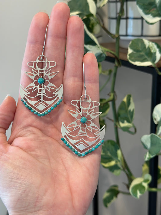 Anchor Earrings // Turquoise