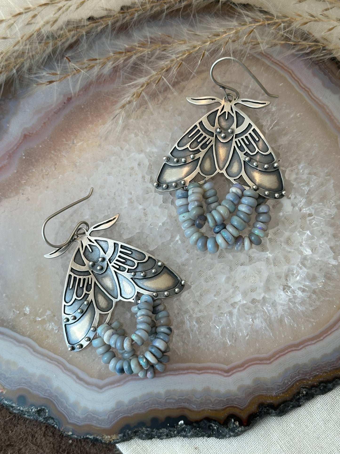 Moth Earrings // Australian Opal