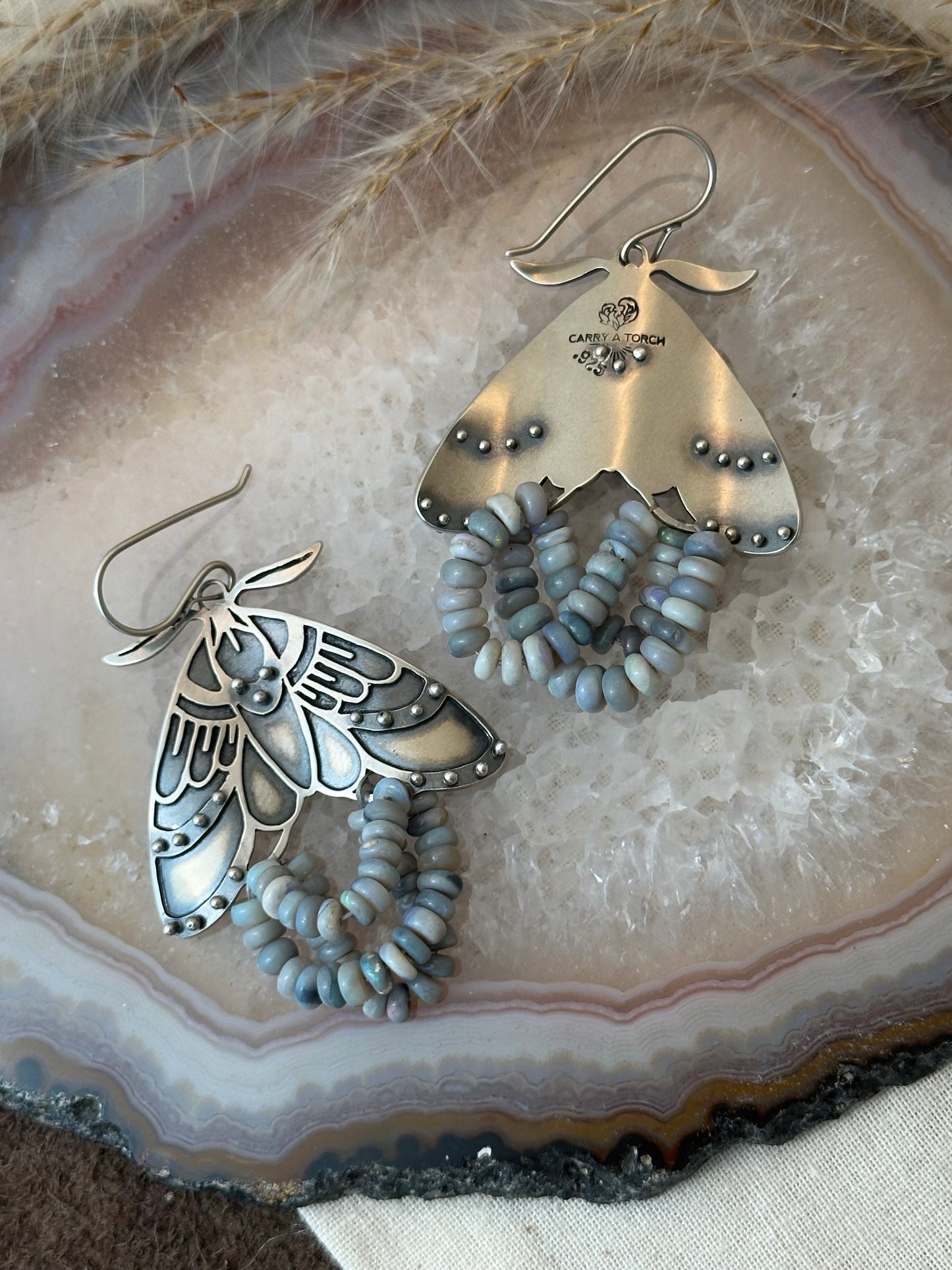 Moth Earrings // Australian Opal