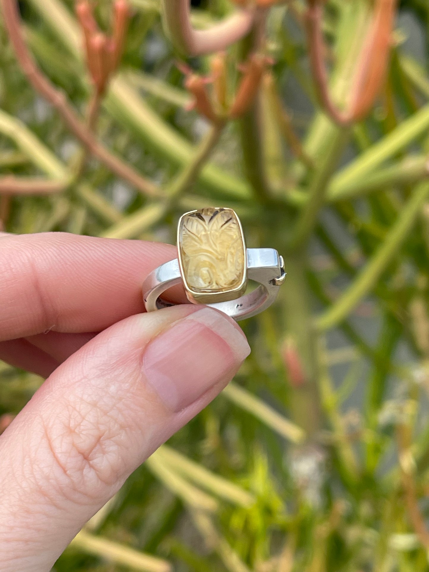 Citrine Cross Ring // Size 6