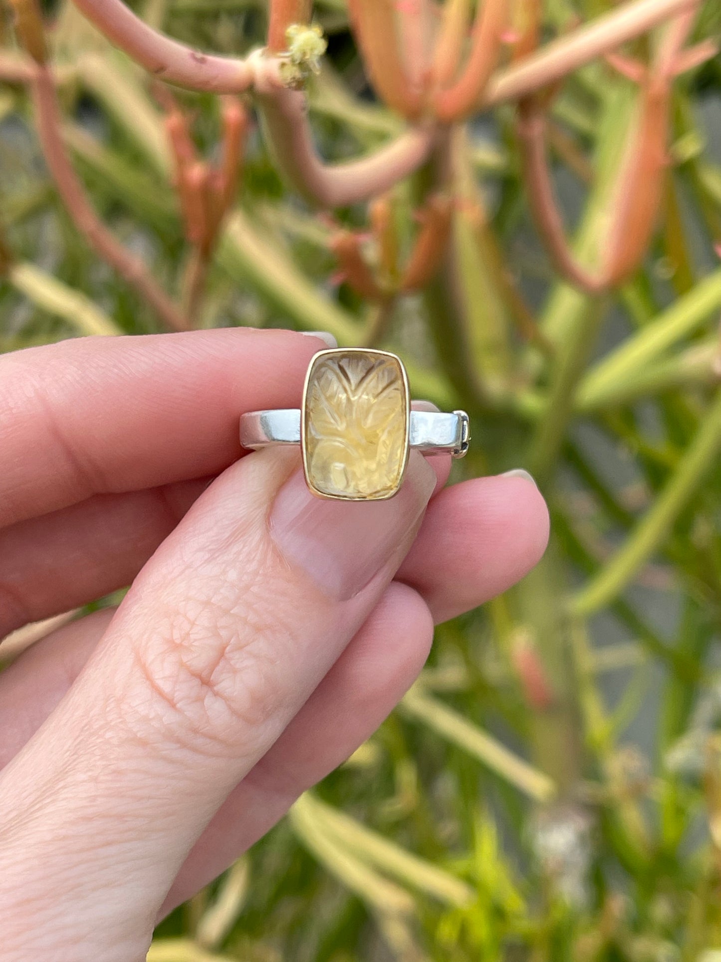 Citrine Cross Ring // Size 6