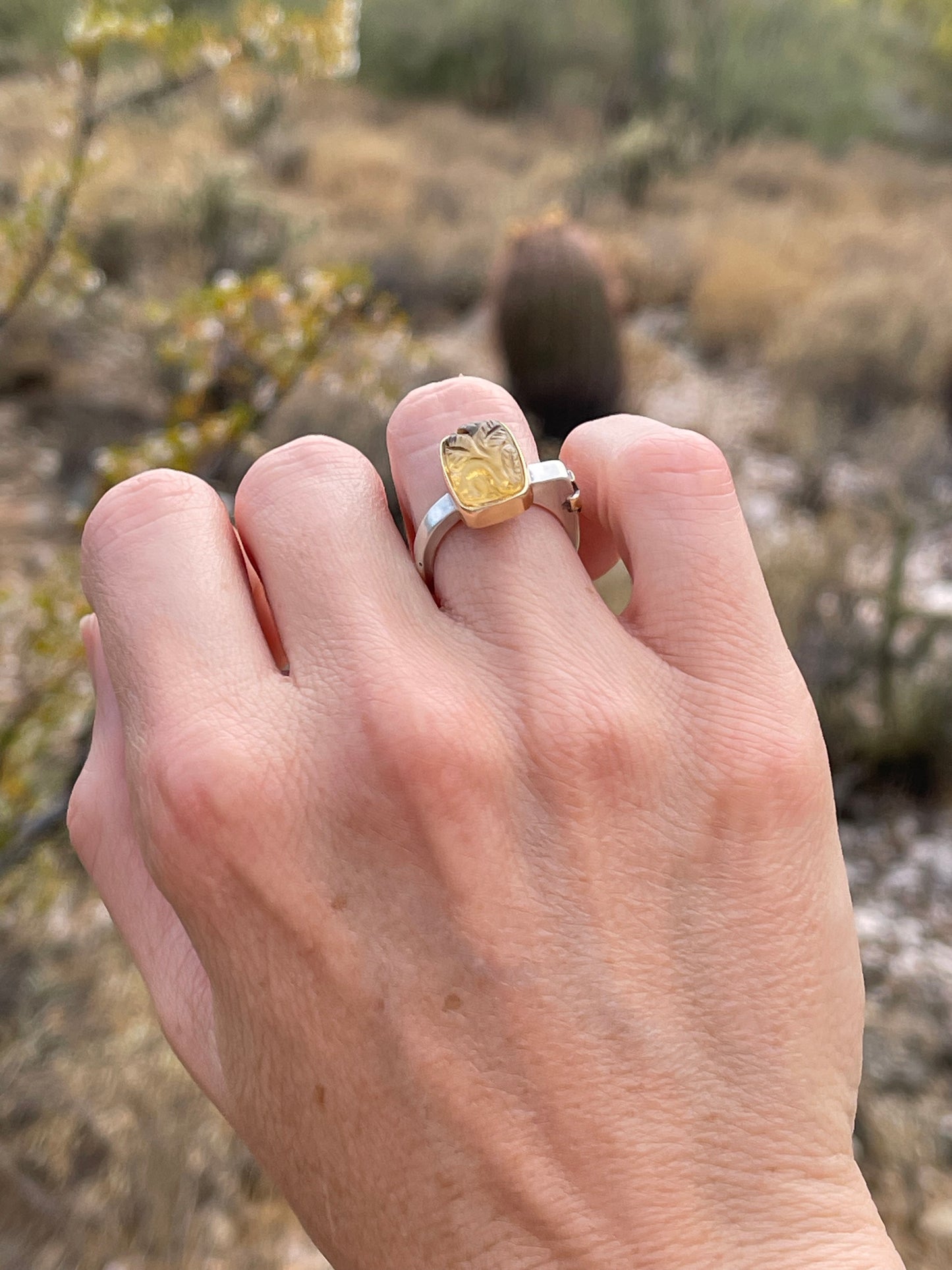 Citrine Cross Ring // Size 6