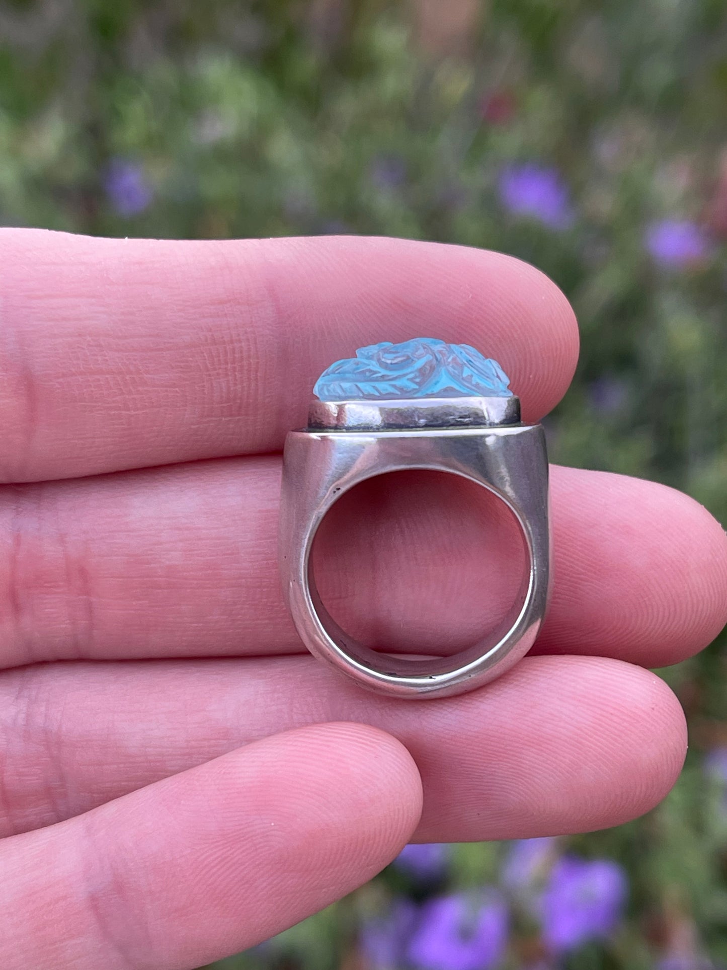 Turquoise Doublet Signet Ring // Size 5