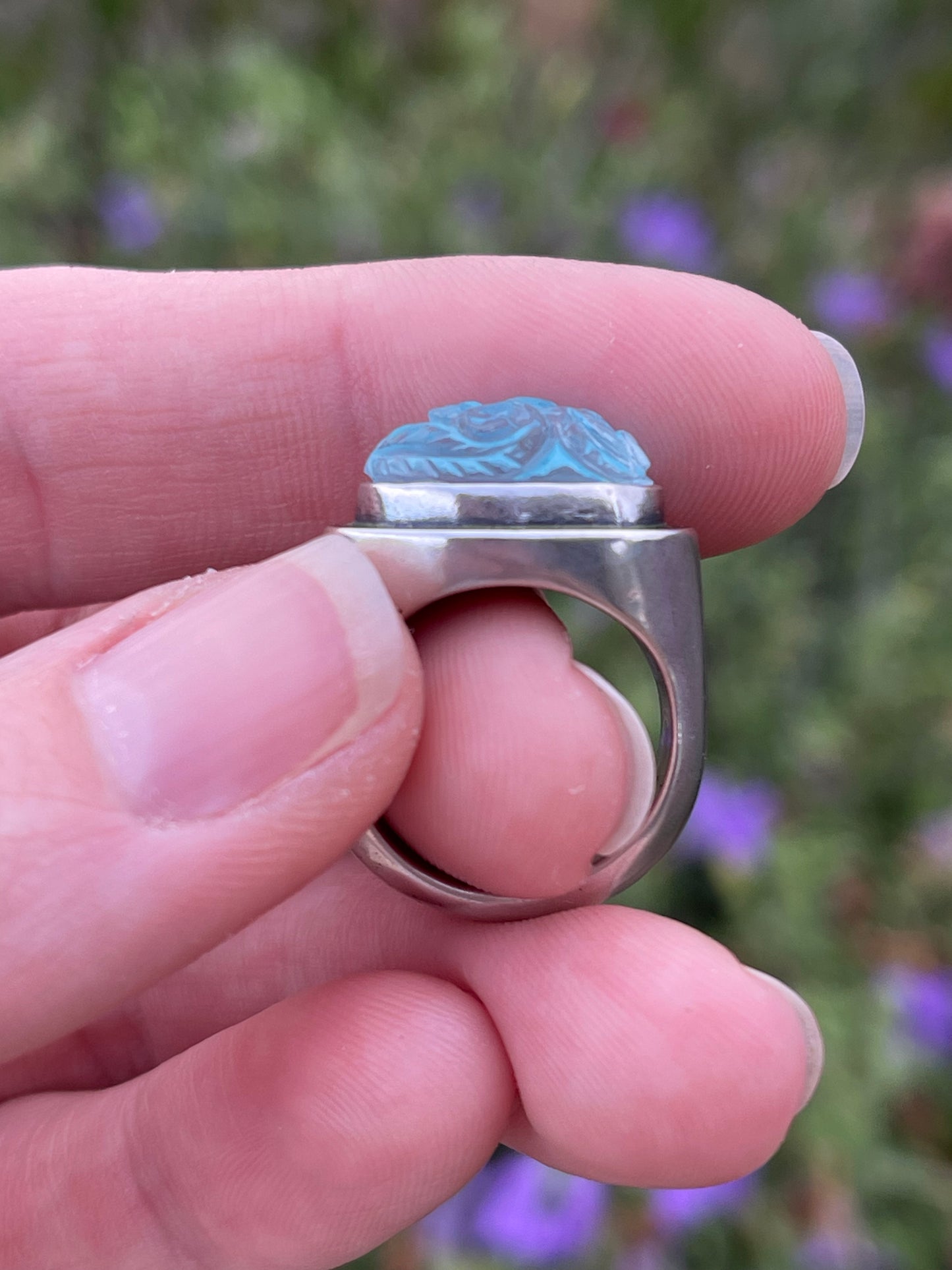 Turquoise Doublet Signet Ring // Size 5