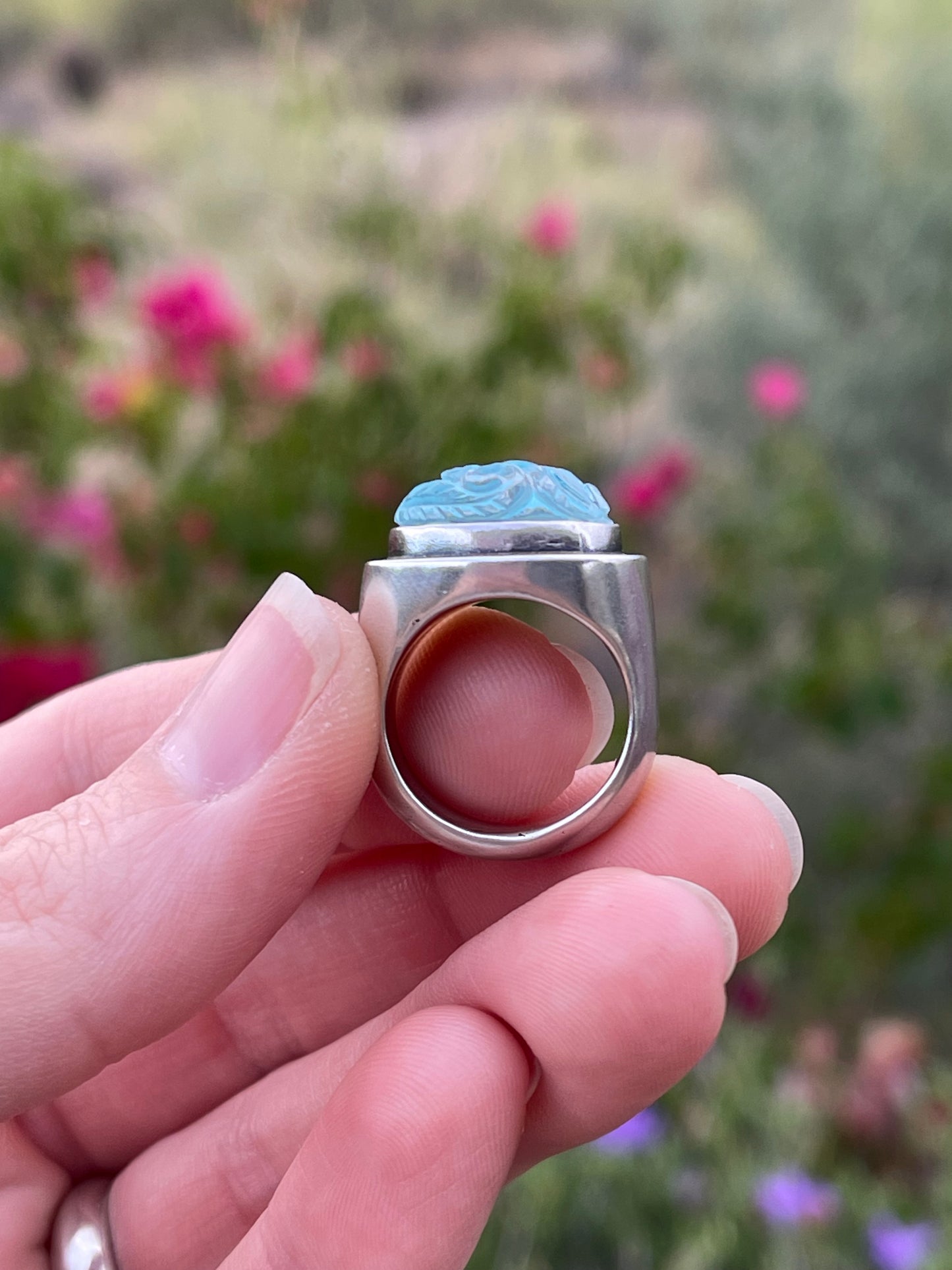 Turquoise Doublet Signet Ring // Size 5