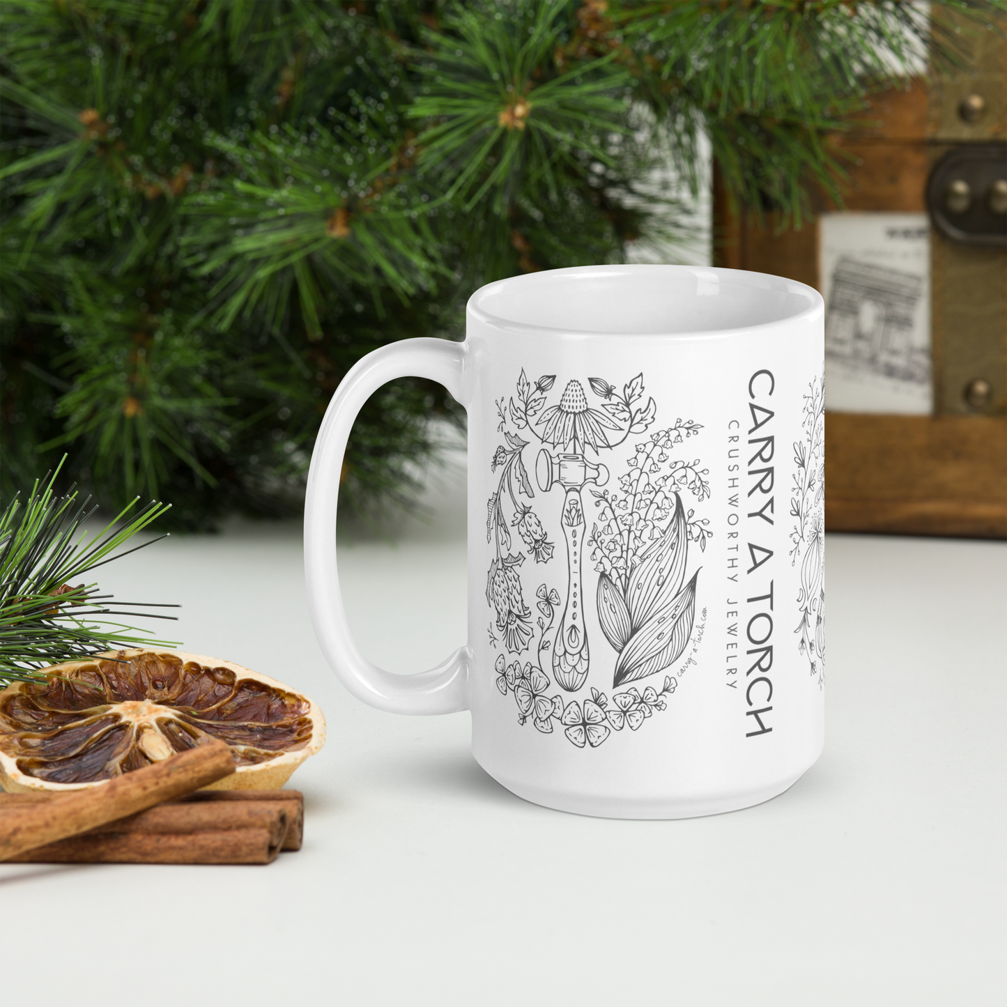 HAMMER + TORCH + SAW // White glossy mug