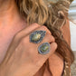 Green Sapphire & Imperial Jasper Split Shank Ring // Size 6/6.25