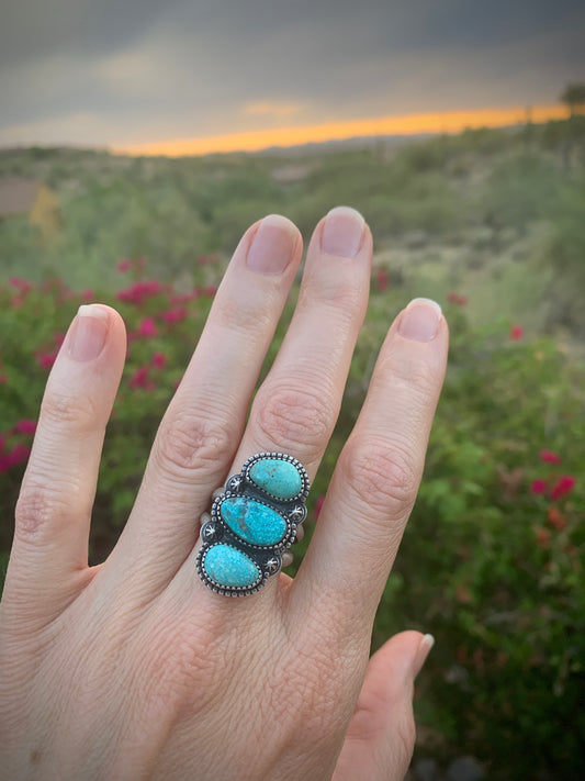 Sierra Nevada Turquoise Stack Stone Ring // Size 8.25