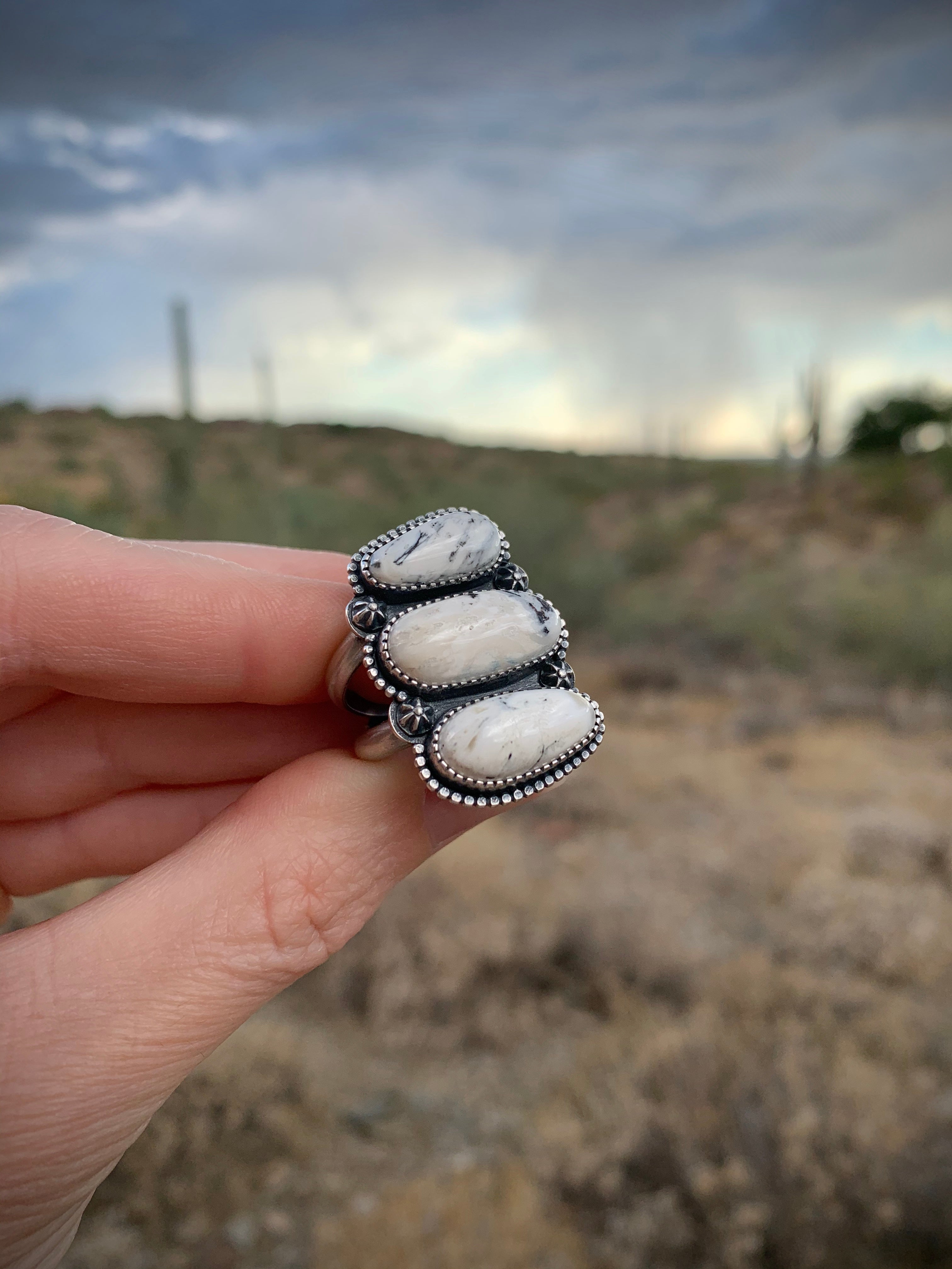 White buffalo stone on sale ring