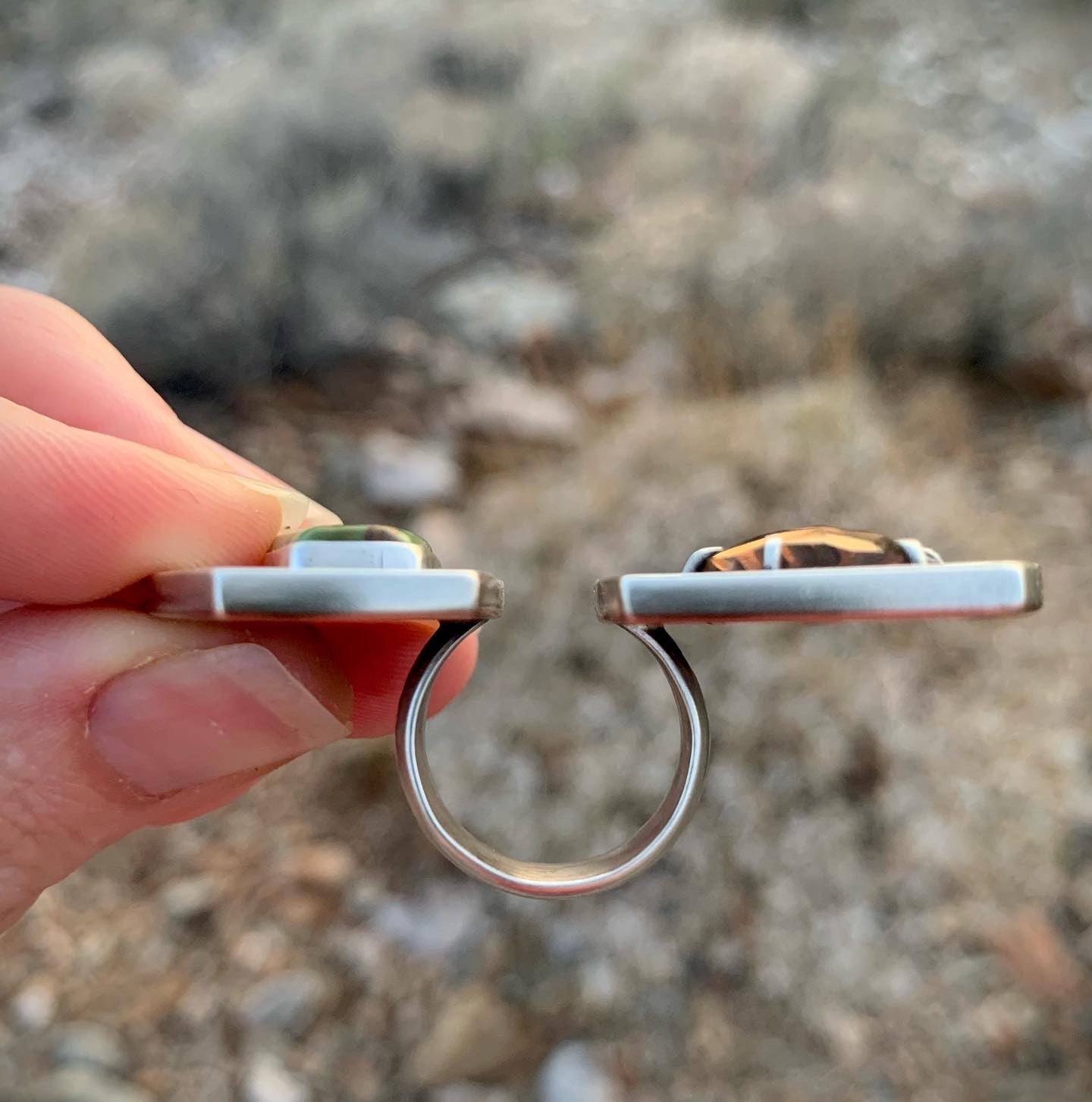 Sonoran Sun Split Shank Ring // Bao Canyon + Smoky Quartz // Size 6