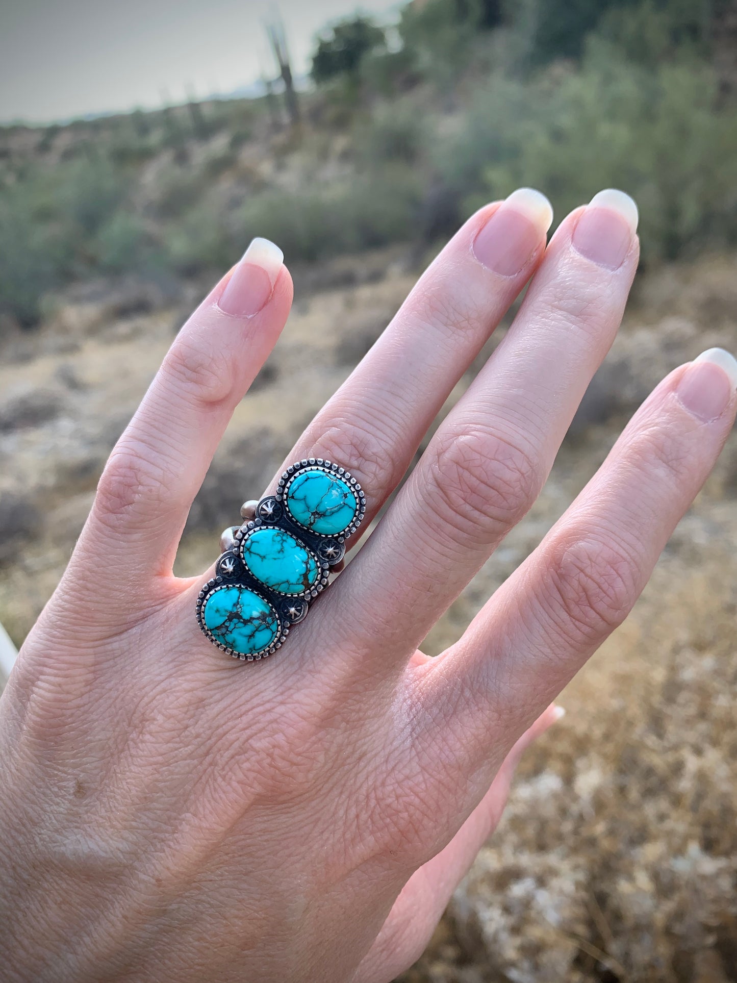 Blue Moon Turquoise Stack Stone Ring // Size 6.25