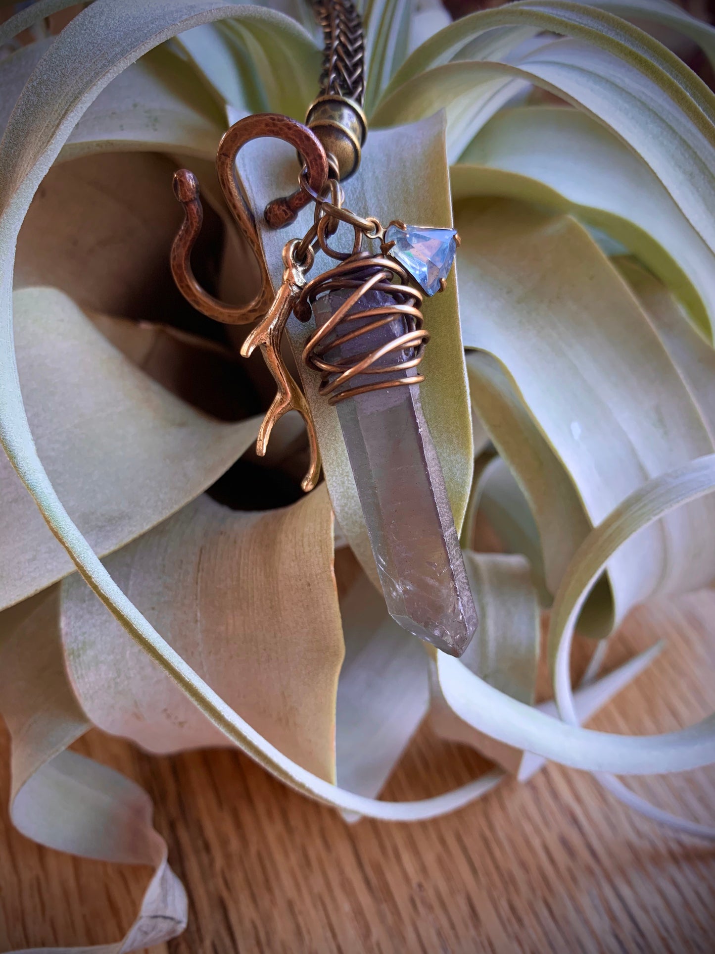 Crystal Point Viking Knit Bracelet // Brass