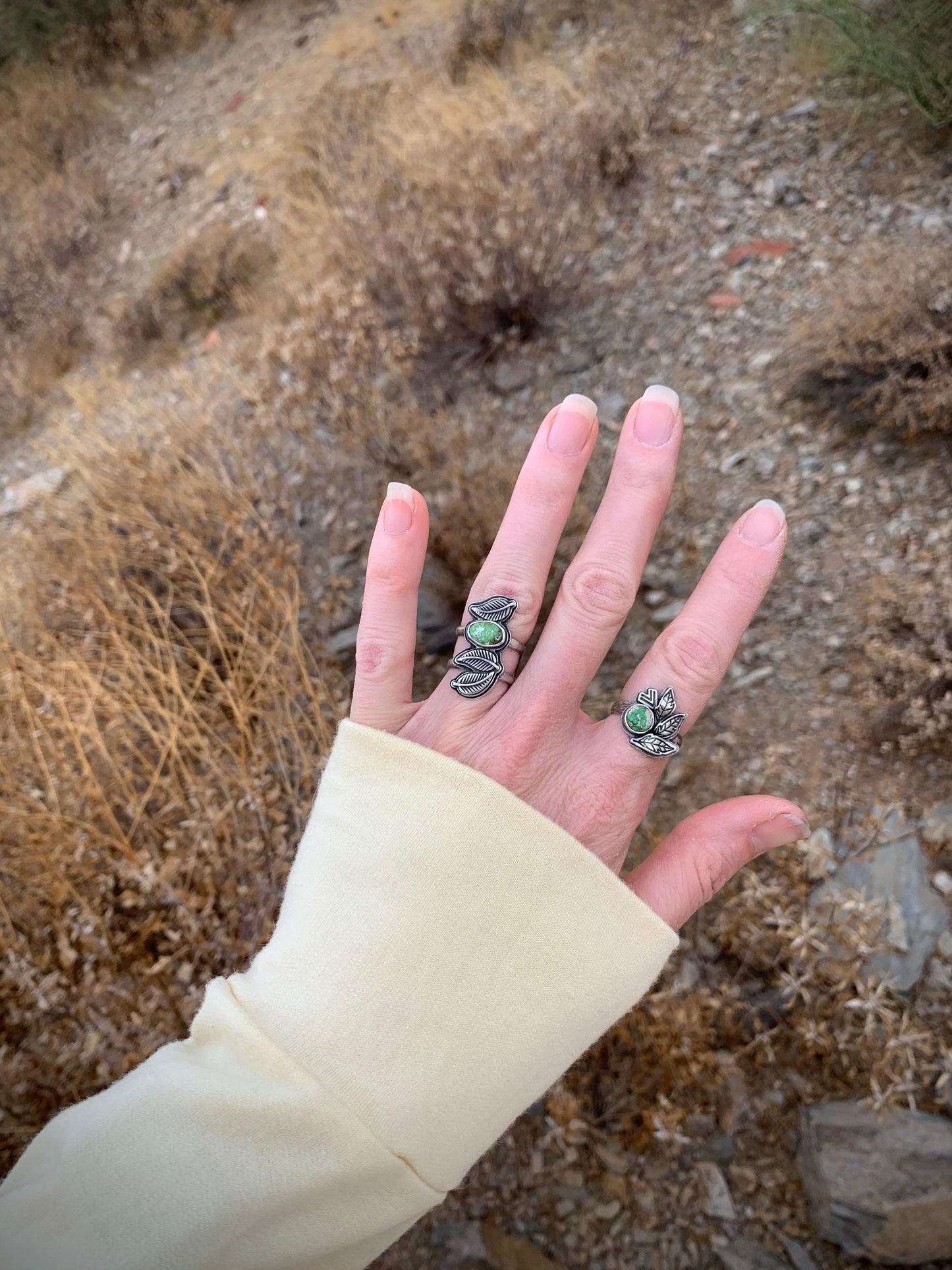 Small Leaf Cluster Ring // Sonoran Gold Turquoise // Size 7