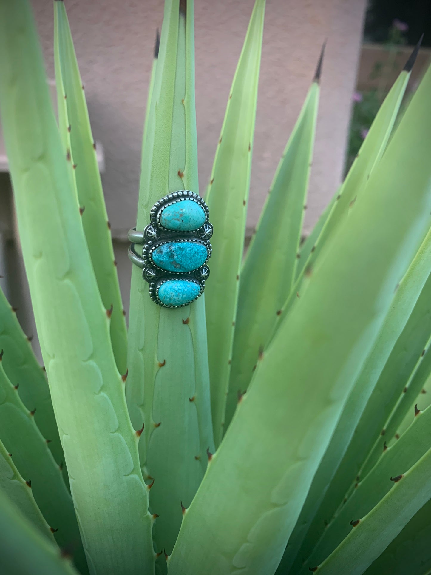 Sierra Nevada Turquoise Stack Stone Ring // Size 8.25