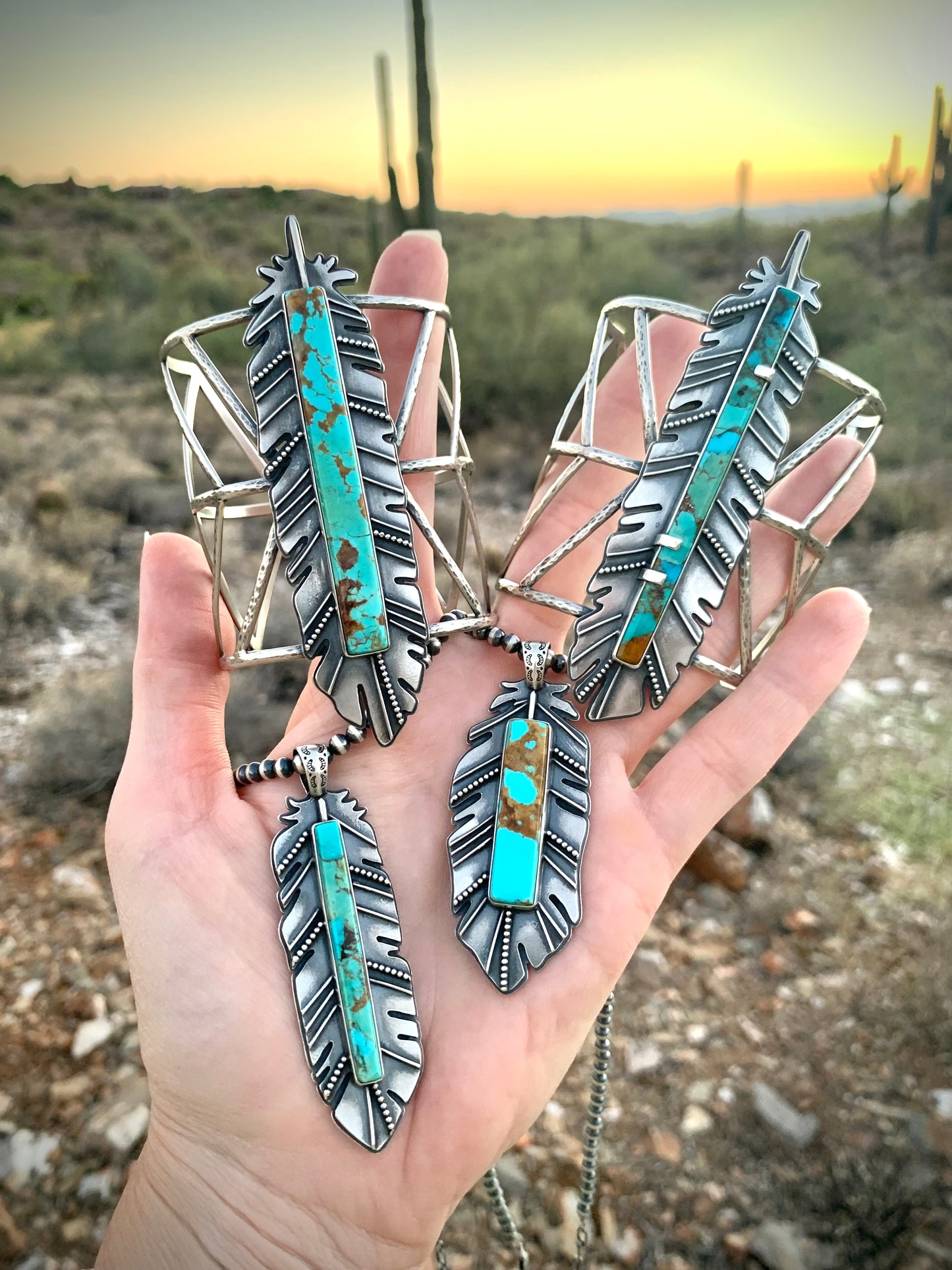 Kingman Feather Pendant Necklace // #1