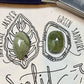 Green Sapphire & Imperial Jasper Split Shank Ring // Size 6/6.25