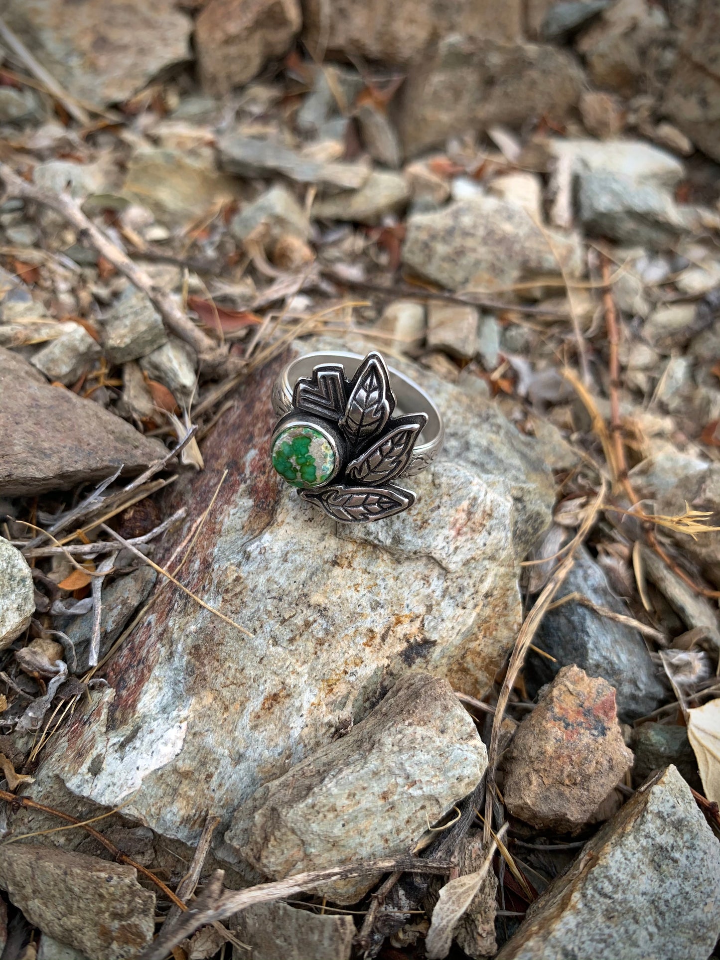 Small Leaf Cluster Ring // Sonoran Gold Turquoise // Size 7