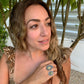Green Sapphire & Imperial Jasper Split Shank Ring // Size 6/6.25