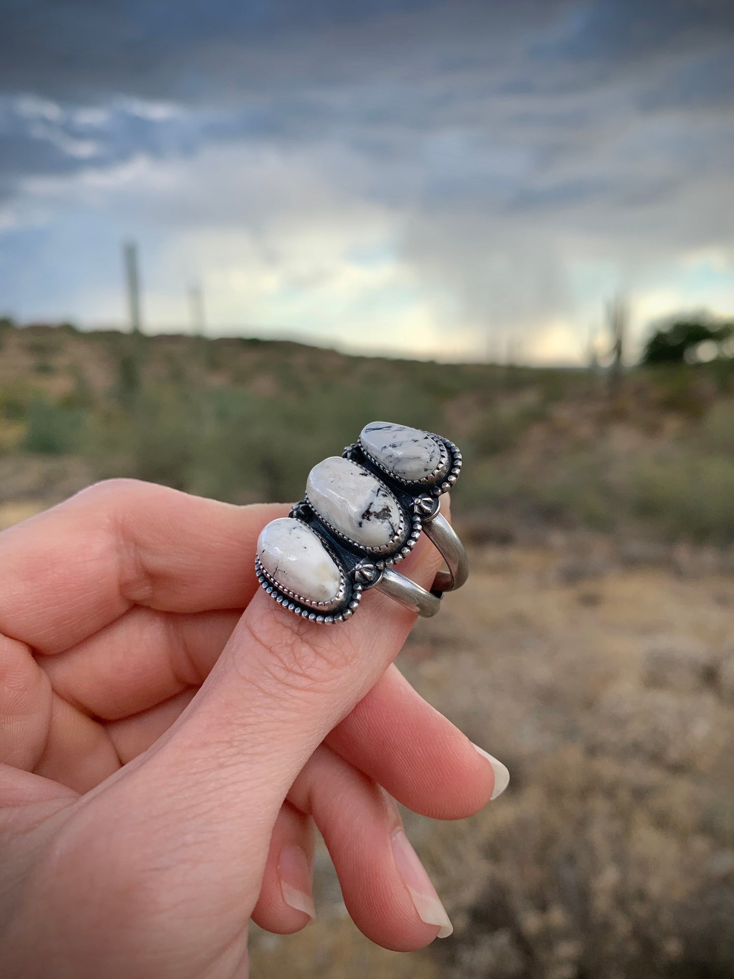 White Buffalo Stack Stone Ring // Size 9